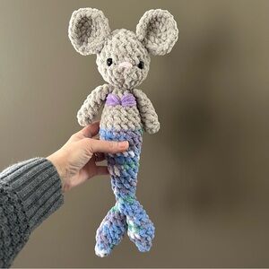 Handmade Crochet Mouse Mermaid Plush Stuffed Animal Toy